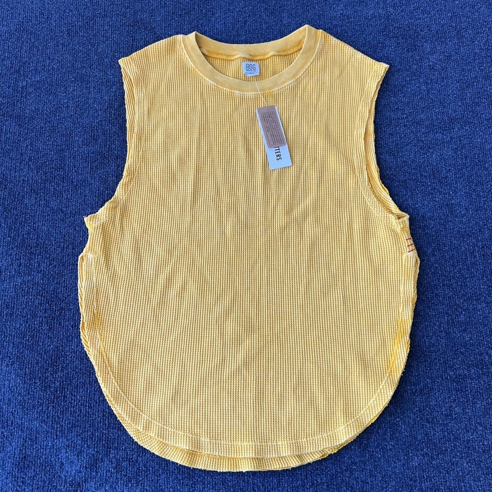 BDG Urban Outfitters Tank Top‎ Womens Small Yellow Waffle Ribbed OBI280654